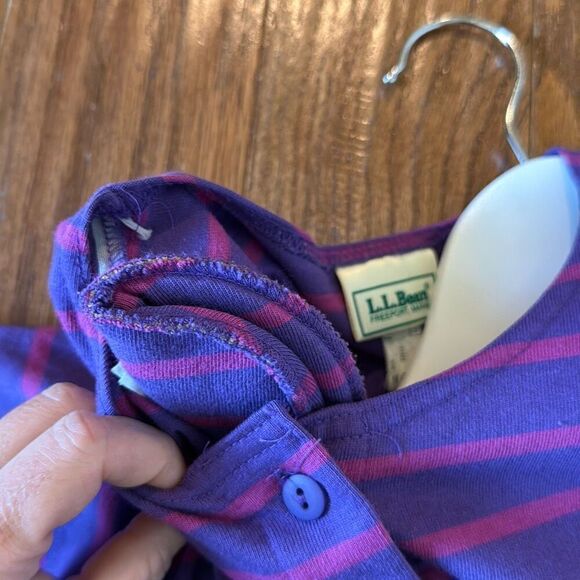 L.L. Bean Vintage striped cropped button front blouse M - Picture 6 of 8